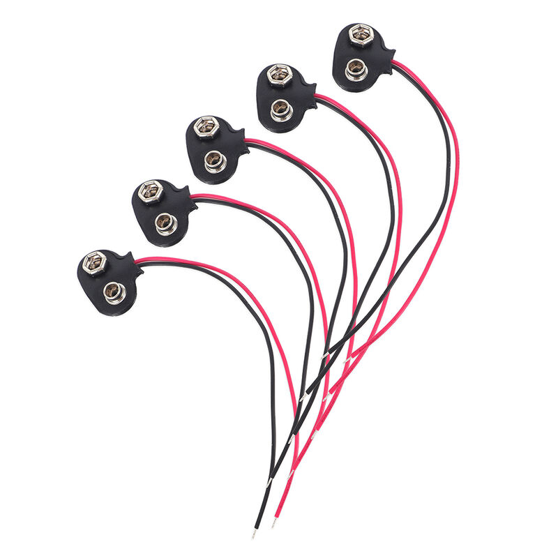 RoHS Compliant 9V Battery Snap Connectors ODM 9V Battery Clip Connectors With Wire UL1007 26AWG 5.9 Inch