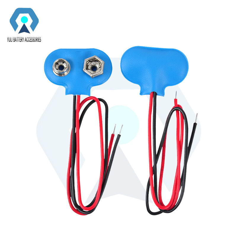 Blue 9V Battery Clip Connector OEM Battery Snap Connectors T Type With 6 Inch / 15cm Wire Leads