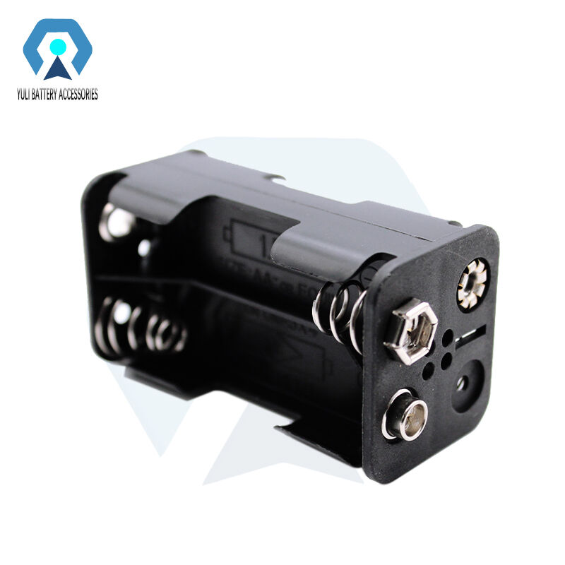 6V 4 x AA Battery Holder ABS Plastic AA Batteries Box With PP3 9V Snap Terminals