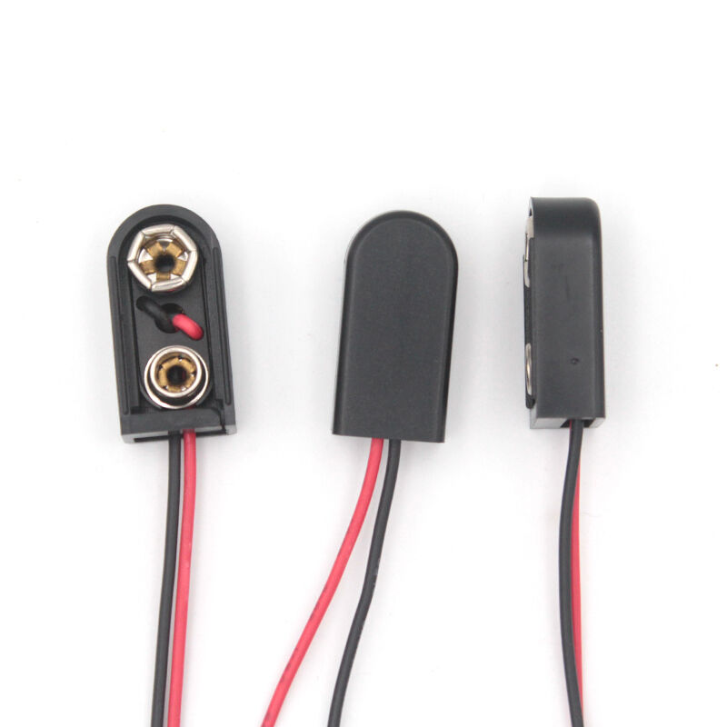 Enclosed 9V Battery Connector Shielded PP3 9V Battery Connector With 6 Inch Cable