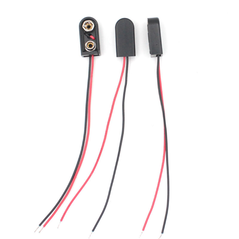 Enclosed 9V Battery Connector Shielded PP3 9V Battery Connector With 6 Inch Cable